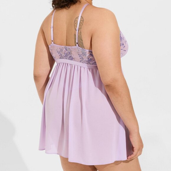 ❤️NWT VINTAGE TORRID LACE WIRELESS BABYDOLL SHEER HIGH NECK LILAC LINGERIE PLUS - Picture 3 of 12